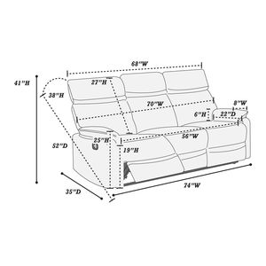 Gray Burlap Fabric <b>Recliner</b> Motion Sofa 1pc Manual Living Room Furniture Couch and Chair Set - Product Image 4