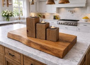 Ensemble de porte-bougies carrés en bois, support à bougies en bois naturel, décoration rustique pour la maison, centre de table - Product Image 6