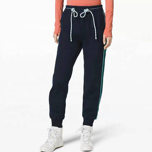 Women's Maroon High Waist Jogger Pants Solid Color Drawstring Elastic Cuff Side Pockets Ankle-Length Regular Fit Autumn Wear - Product Image 2