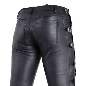 Pantalones de Cuero Transpirables para Hombre, Pantalones Deportivos de Cuero Vacuno, Piel de Cordero Genuina para Motocicleta - Product Image 1