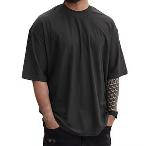 T-shirt vintage noir délavé 260 g/m² avec logo personnalisé, T-shirt noir oversize délavé à l'acide - Product Image 5