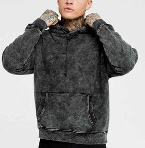 ODM Sweat-shirts à capuche unis 100% Coton délavé à l'acide pour Hommes, respirants, imperméables, style urbain, coupe ample, hiver - Product Image 1