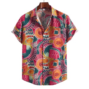 Chemise homme en lin à manches courtes, imprimée par sublimation, boutonnée, légère, décontractée, style hawaïen, pour les vacances à la plage, été. - Product Image 5