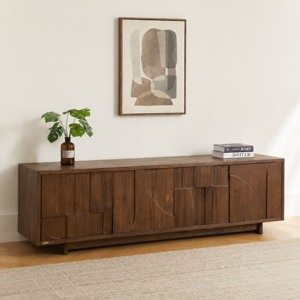 Premium Reclaimed Teak Sideboard Living Room <b>Rustic</b> Wooden Credenza Buffet Storage <b>Cabinet</b> Eco Friendly Furniture Villa - Product Image 1