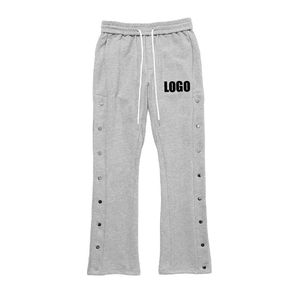 Pantalon de survêtement personnalisé pour homme avec boutons-pression latéraux, en coton, coupe ample, évasé, style streetwear, jambes larges, fabrication OEM - Product Image 2