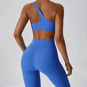 Wholesale Price Top Trendy Women's Gym Yoga Solid Spandex/Nylon 2-Piece Set Custom Logo Quick-Dry Breathable - Product Image 4