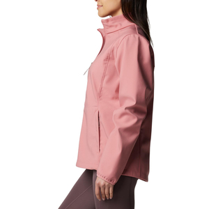 Chaqueta cortavientos rosa para mujer, manga larga, cierre de cremallera, cuello alto, informal, color liso, longitud regular - Product Image 5