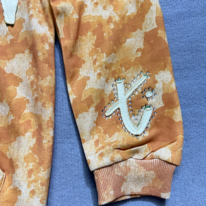 SHYSPORTS Sweat à capuche zippé en coton épais, style streetwear, avec patch brodé personnalisé, strass, effet déchiré et imprimé camouflage - Product Image 5
