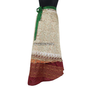 Falda Larga Envolvente Vintage para Verano, Nueva Falda Mágica Envolvente de Seda Rajasthani, Fabricante y Mayorista - Product Image 2