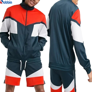 Conjunto Deportivo Personalizado con Chaqueta Cortavientos para Hombre, Conjunto Corto con Bloques de Color, Tejido Informal de Poliéster y Algodón Transpirable para Verano - Product Image 6