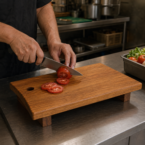Planche à découper en teck massif, planche de service surélevée, planche de préparation pour la cuisine, idéale pour les cafés, restaurants, hôtels et projets de restauration - Product Image 4