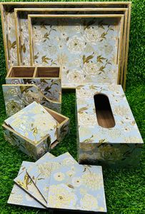 Ensemble de boîtes à mouchoirs, plateau, porte-serviettes, boîte de rangement de cuisine, organisateur polyvalent en MDF durable et écologique pour - Product Image 3
