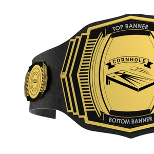 Cornhole Championship Belt Customizable <b>Banners</b> Gold and Black High-Quality Sports Title Belts - Product Image 3