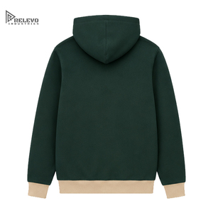 Sweat à capuche unisexe bicolore personnalisé OEM en gros, sweats à capuche vierges en molleton de coton avec poignets côtelés contrastants - Product Image 2