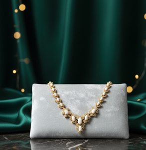 Collier de mariée audacieux blanc multi-formes, collier de créateur lourd en zircon cubique, bijoux de fête en argent 925 plaqué or 18 carats - Product Image 1