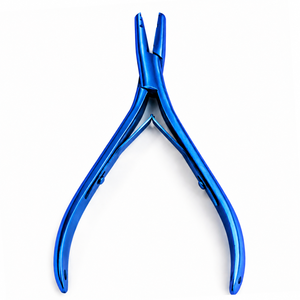 Pince à extensions de cheveux en acier inoxydable bleue pour l'installation et le retrait de micro-anneaux - Product Image 6