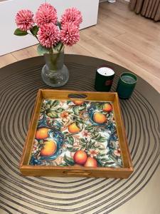 Plateau en bois imprimé résistant aux intempéries pour patio extérieur, idéal pour les réceptions en jardin, plateau de service en gros - Product Image 4