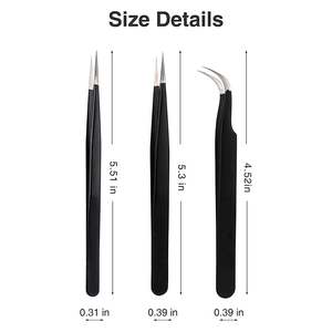 Juego de Pinzas para Pestañas de Última Tendencia, Color Negro, Punta Puntiaguda, Pinzas para Eliminar Pelo de las Pestañas, Juego de 3 Pinzas para Pestañas - Product Image 6