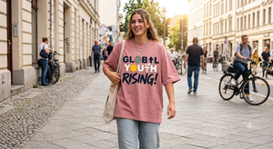 Pink Regular Women T <b>Shirt</b> Graphic Print Drop Shoulder Crew Neck Cotton Tee Casual Daily Wear <b>Y2K</b> - Product Image 2