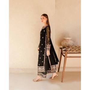 Beautiful Indian & Pakistani Clothing Elegant Party Wear Top Bottom Dupatta Set - Product Image 4