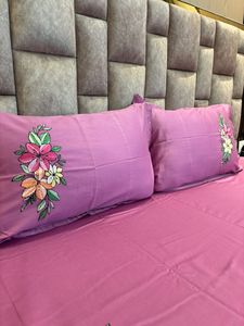 Petunia Floral Design Wine Color Embroidered Cotton Bedsheet <b>Set</b> Soft Luxury <b>Bedding</b> <b>Set</b> Queen Size High Quality - Product Image 4