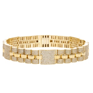 Pulsera de tenis de diamante 4.9CTW de corte brillante redondo natural chapado en rodio de oro de 14 quilates de lujo para hombre - Product Image 1