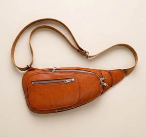 Modern Leather Sling Bag With Water Resistant Interior Multiple Organizer Pockets And Premium Metal Hardware - Product Image 5