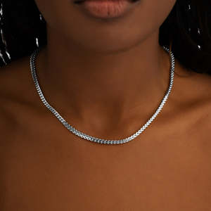 925 Sterling <b>Silver</b> Franco <b>Chain</b> Necklace White Gold Plated Franco Link <b>Chain</b> for Men and Women Jewelry - Product Image 1