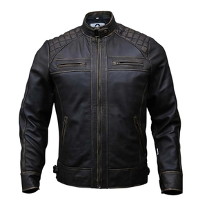 Blouson en cuir pour homme, style motard, tendance 2026, en similicuir ou cuir de vachette, qualité supérieure, personnalisable, nouvelle collection - Product Image 4