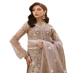 Elegante y Lujoso Conjunto de 3 Piezas de Salwar Kameez de Organza de Seda para Mujer, Ramsha, para Bodas y Fiestas, con Bordado Intenso y Diseños Modernos - Product Image 1