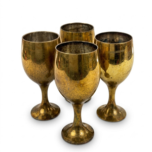 Juego de Copas de Vino de Aluminio Dorado de Lujo Hechas a Mano, Tallo Alargado, Cristalería Metálica Resistente al Deslustre, Vajilla Decorativa para Bodas - Product Image 6