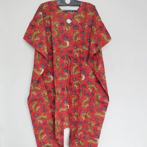 Vestido Kaftán de Algodón con Estampado de Tigre Hecho a Mano, Ropa de Playa India, Atuendo Bohemio para Festivales - Product Image 1