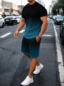 Conjunto Deportivo WEBSON para Hombre, Camiseta y Pantalones Cortos Verdes, Diseño Tie Dye 3D, Secado Rápido, Tejido Transpirable, Precio Económico - Product Image 4