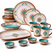 Collection de vaisselle décorative en mélamine bleue et blanche imprimée pour restaurant, hôtel, banquet, buffet, maison