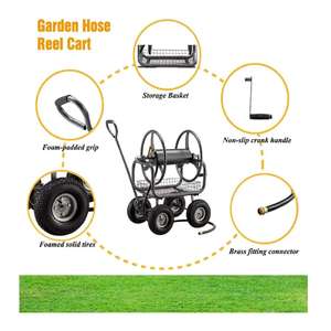 Wholesale 2026 New Product Garden Hose Reel <b>Cart</b> Stainless Steel 4-Wheel Heavy Duty Anti-Corrosion Adjustable Waterproof Cover - Product Image 4