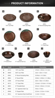 Assiette creuse peu profonde 100 % mélamine de 7,5 pouces, bol spirale marron rustique pour Donburi, Udon, Salade, Restaurant Izakaya, sans BPA