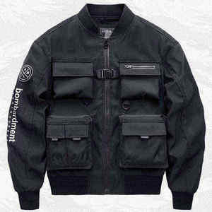 Mens <b>Techwear</b> Tactical Bomber <b>Jacket</b> Multi-Pocket Streetwear Windbreaker for Urban Outdoor Exploration Wholesale - Product Image 1