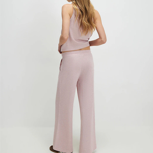 OEM ODM Service Acceptable Sleeveless <b>Women</b> Loungewear Sets Reasonable Price Vest Loose Fit Wide Leg Pants Lounge Set Ladies - Product Image 4