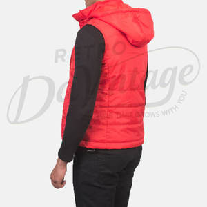 Chaleco Acolchado Rojo con Capucha para Hombre, Chaleco Acolchado Cálido de Invierno, Chaqueta sin Mangas Impermeable para Hombre - Product Image 6