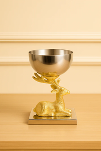 Cuenco de Lujo Hecho a Mano en Cobre Pulido con Diseño de Ciervo Dorado para Servir Frutos Secos, Soporte Nórdico para Aperitivos, Decoración para el Hogar y la Mesa de Comedor - Product Image 5