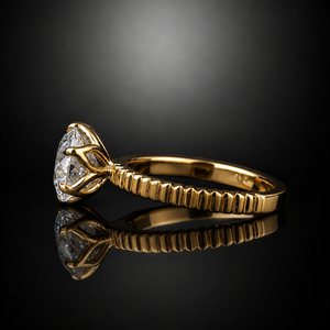 Bague de fiançailles solitaire en diamant de laboratoire taille ronde 2 carats, or jaune 14K 18K, pour femme - Product Image 3