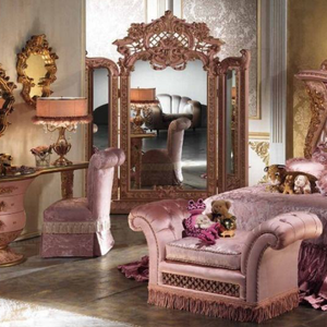 Juego de Dormitorio Rococo Clásico de Lujo en Madera de Caoba Maciza con Detalles en Oro Tallados a Mano, Mesitas de Noche, Tocador, Estilo Europeo, Kiky - Product Image 3