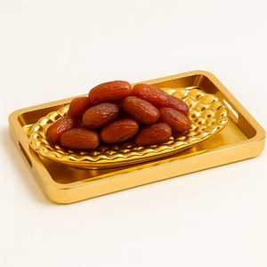 Plato Ovalado de Lujo Dorado con Borde de Cuentas para Servir Frutos Secos, Tazón de Metal para Frutas, Vajilla Metálica Skies Trader - Product Image 4