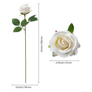 Fleurs artificielles en mousse blanche réalistes, 60 pièces en vrac, fausses roses pour bouquet de mariage DIY ou douche nuptiale, tiges artificielles blanches - Product Image 2