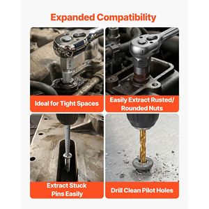 Set Estrattore Viti in Acciaio Solido da 63 Pezzi con Divisori per Dadi, Maschi, Punte da Trapano, Chiavi e Adattatori - Rimozione Efficiente di Bulloni - Product Image 5