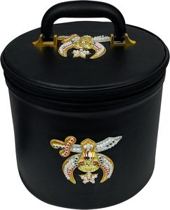 Étui pour fez maçonnique personnalisé de haute qualité, imitation cuir noir, neuf avec logo, étui pour fez maçonnique. - Product Image 1