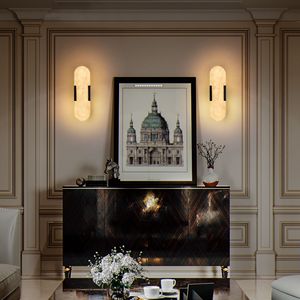 Applique da Parete in Marmo Naturale da 35 cm, Set di Applique Moderne Nere per Interni, Illuminazione a Parete per Soggiorno e Camera da Letto, Set da Due Pezzi - Product Image 2