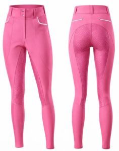 Leggings de equitación de cintura alta de silicona completa personalizados, pantalones de equitación para mujer, pantalones de compresión con botón frontal - Product Image 1