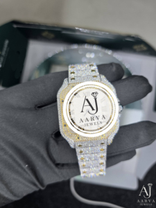AARVA JEWELS นาฬิกาสแตนเลสสตีลหรูหราประดับเพชร 40 มม. ทรงกลม อนาล็อก ควอตซ์ สำหรับผู้ชายและผู้หญิง แฟชั่นนาฬิกาข้อมือ - Product Image 4
