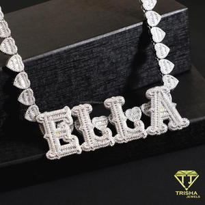 Collier pendentif ELLA tendance avec diamant de laboratoire, design lettre étincelant et chaîne décorative pour bijoux de mode - Product Image 6